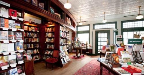 bookshelves inside the store